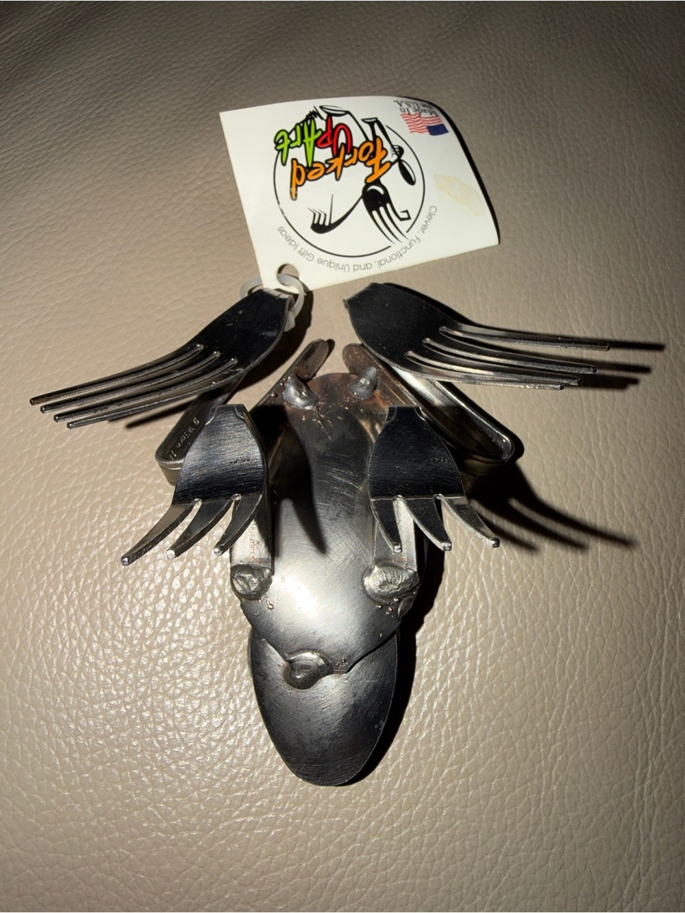 FORKED UP ART 2009 Upcycled Metal Flatware Frog Sculpture Fork/Spoon Made in USA - Picture 13 of 16